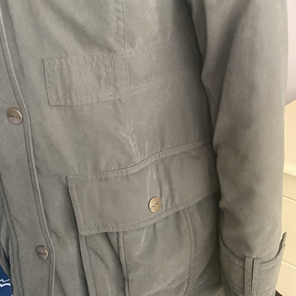 DKNY Anorak Coat Faux Fur Hooded Olive Green, XS - Picture 4 of 8